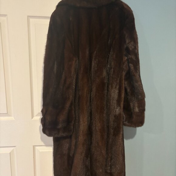 Genuine Dark Brown Mink Fur Coat — Made in Greece, Preowned, Excellent M/L - Picture 2 of 5